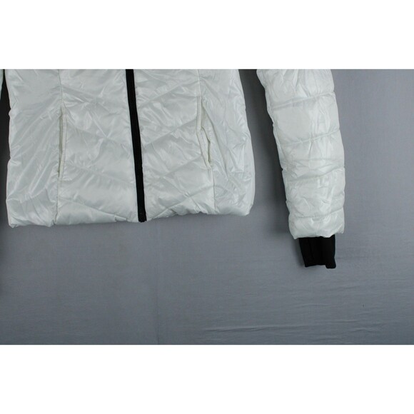 Live Love Dream White Puffer Jacket Womens Small Thumb Holes Lightweight Warm - Picture 9 of 15